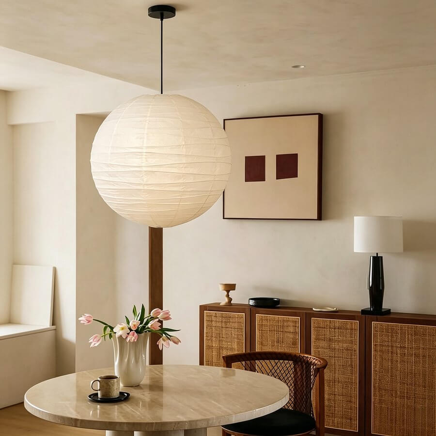Artisan Circular Rice Paper Pendant Light