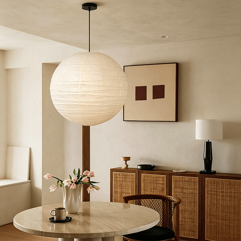 Artisan Circular Rice Paper Pendant Light