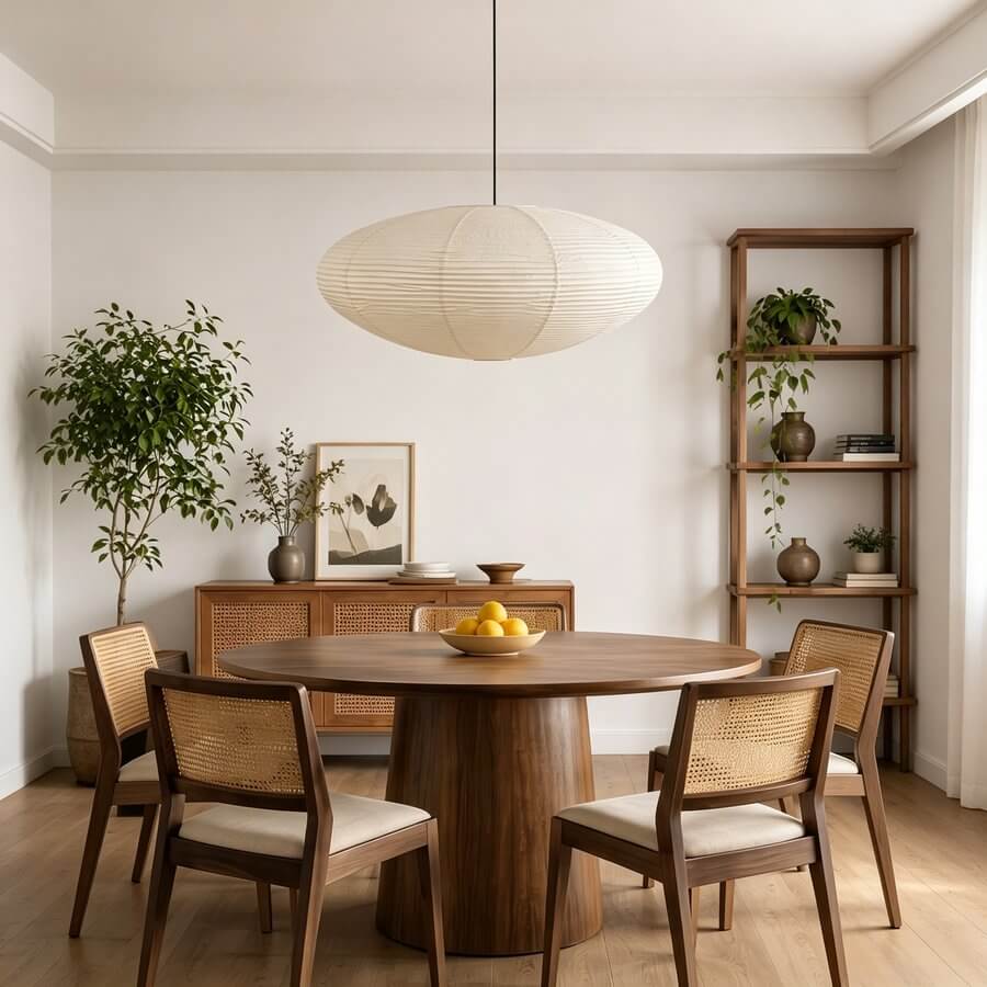 Modern Flat Rice Paper Pendant Light
