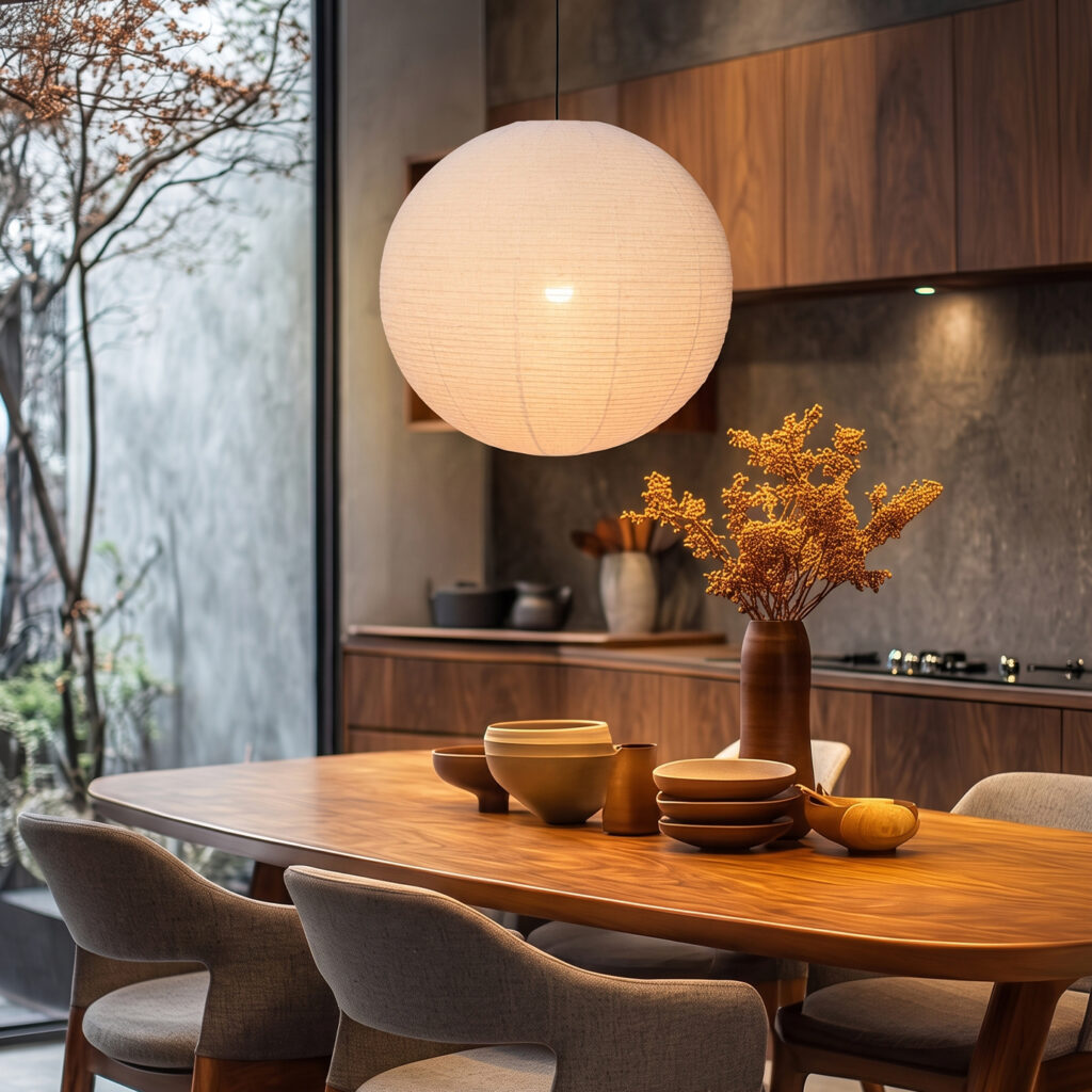 Handcrafted Round Linen Textured Pendant Light