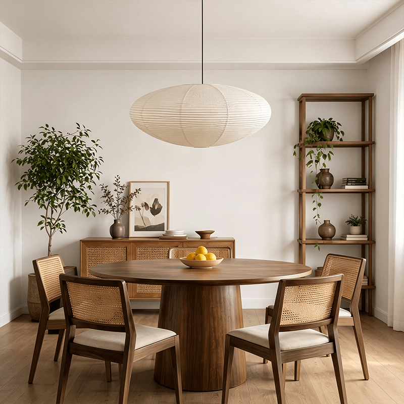 Modern Flat Rice Paper Pendant Light